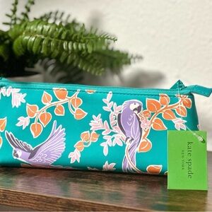 Kate Spade Turquoise Parrot Floral Pouch